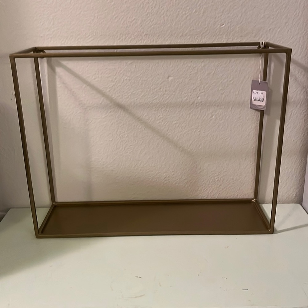 Gold matte finish floating shadow box shelf or set on furniture to display decor